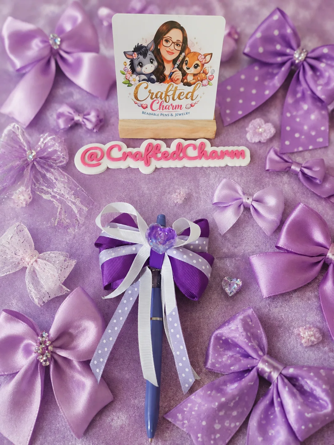 Purple pretty bow pen
