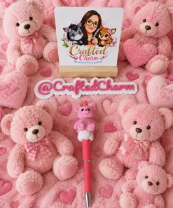 Pink teddy bear pen