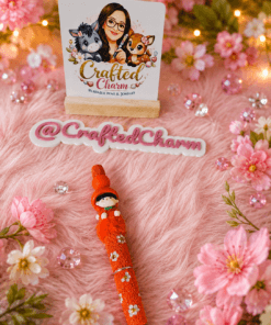 Red hooded character pen