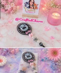 Skull panda beaded handheld mirror