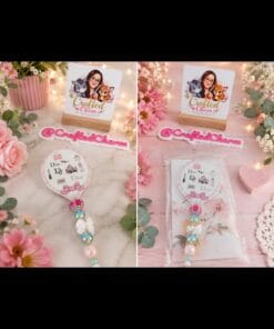 Pink Dior inspired beaded handheld mirror
