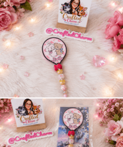 Sweet bunny & bear "Mikko" beaded mirror