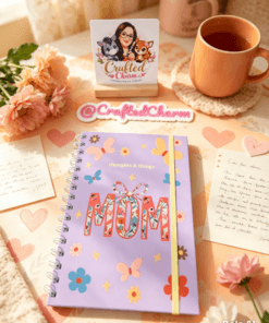 Beautiful "Mom" floral & butterfly hand designed notebook